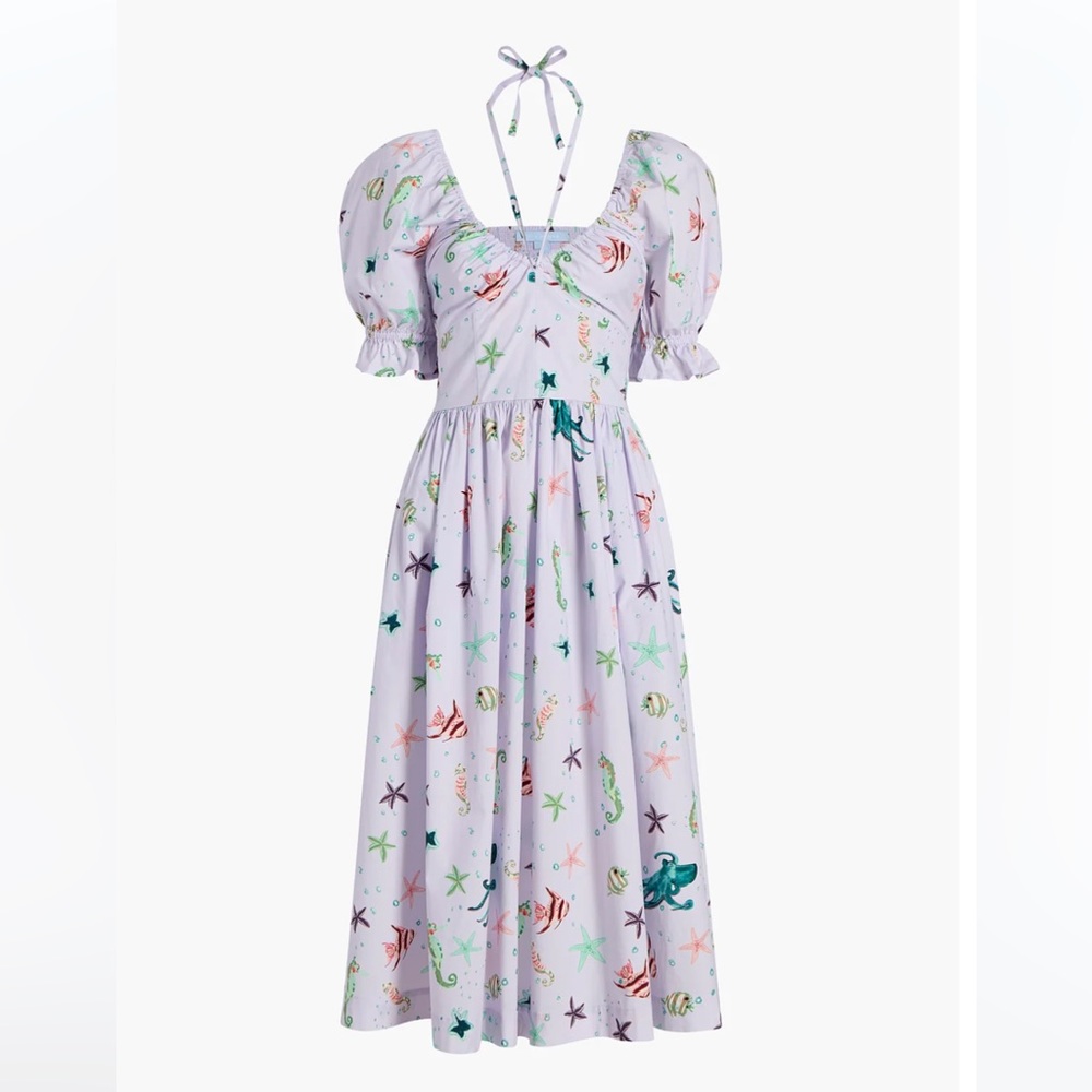 Hill House Home Ophelia Nap Dress in Sea Creatures Print Lilac Purple Size Large